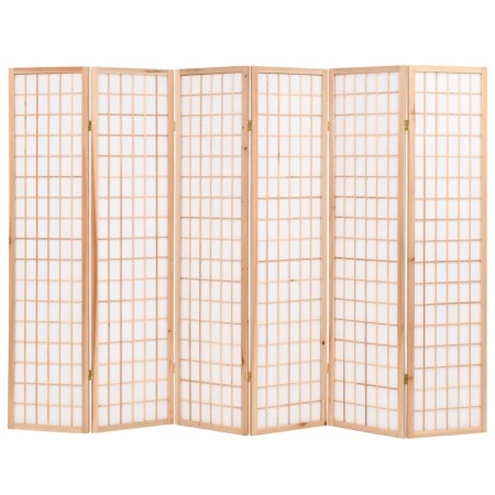 vidaXL 6-tlg. Raumteiler Japanischer Stil Klappbar 240 x 170 cm Natur
