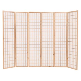 vidaXL 6-tlg. Raumteiler Japanischer Stil Klappbar 240 x 170 cm Natur