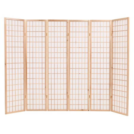 vidaXL 6-tlg. Raumteiler Japanischer Stil Klappbar 240 x 170 cm Natur