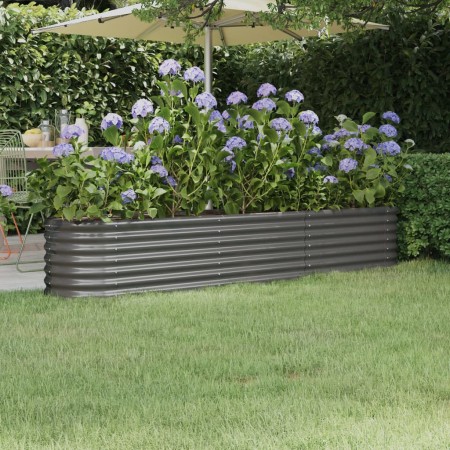 vidaXL Hochbeet Pulverbeschichteter Stahl 224x40x36 cm Grau