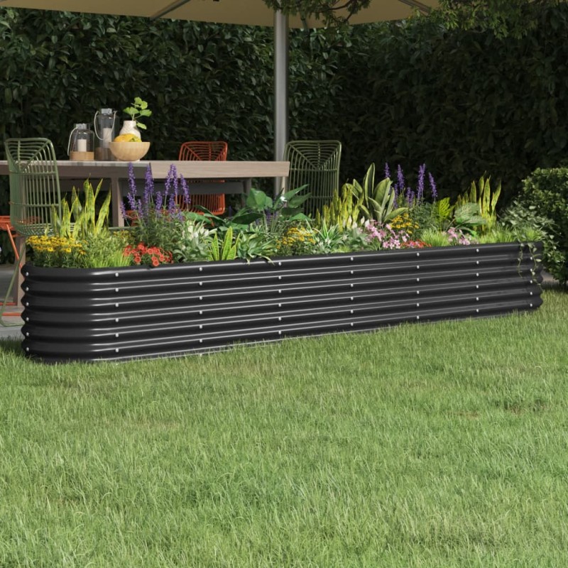 vidaXL Hochbeet Pulverbeschichteter Stahl 260x40x36 cm Anthrazit vidaXL Hochbeet Pulverbeschichteter Stahl 260x40x36 cm Anthrazit