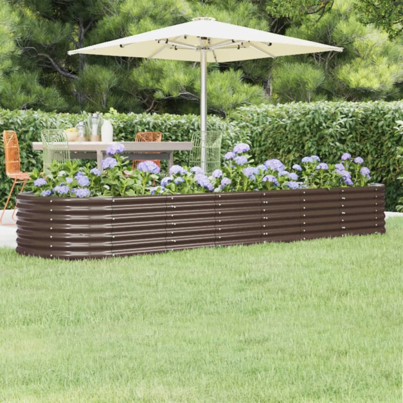 vidaXL Hochbeet Pulverbeschichteter Stahl 296x80x36 cm Braun vidaXL Hochbeet Pulverbeschichteter Stahl 296x80x36 cm Braun