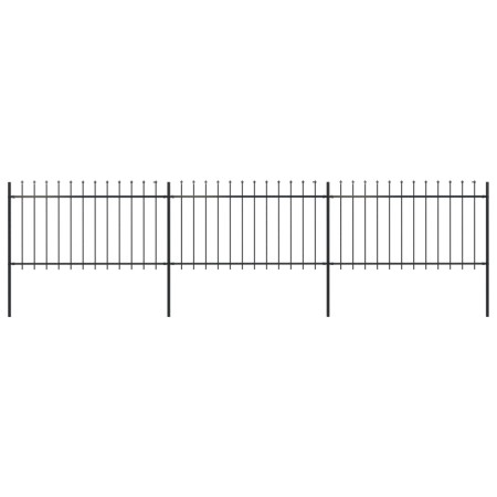 vidaXL Gartenzaun mit Speerspitzen Stahl 5,1 x 1 m Schwarz