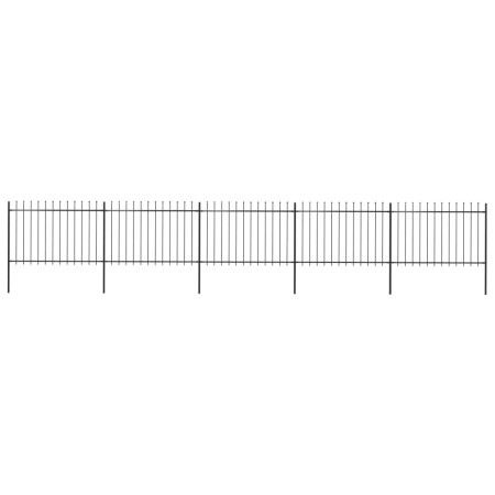 vidaXL Gartenzaun mit Speerspitzen Stahl 8,5 x 1,2 m Schwarz