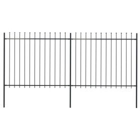 vidaXL Gartenzaun mit Speerspitzen Stahl 3,4 x 1,5 m Schwarz