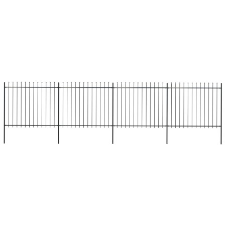 vidaXL Gartenzaun mit Speerspitzen Stahl 6,8 x 1,5 m Schwarz