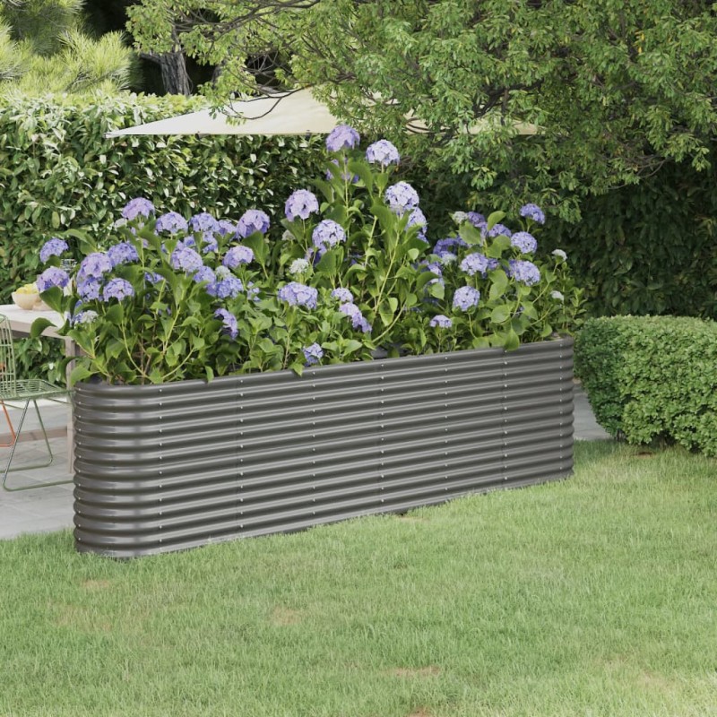 vidaXL Hochbeet Pulverbeschichteter Stahl 260x40x68 cm Grau vidaXL Hochbeet Pulverbeschichteter Stahl 260x40x68 cm Grau