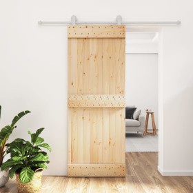 vidaXL Schiebetür mit Beschlag 80x210 cm Massivholz Kiefer