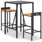 vidaXL 3-tlg. Gartenbar-Set Schwarz Poly Rattan & Massivholz Akazie vidaXL 3-tlg. Gartenbar-Set Schwarz Poly Rattan & Massivholz Akazie