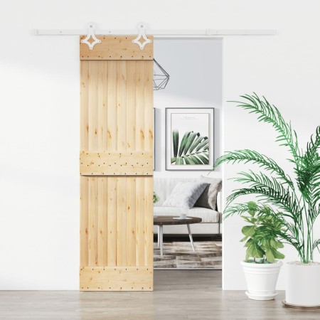 vidaXL Schiebetür mit Beschlag 70x210 cm Massivholz Kiefer