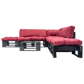 vidaXL 6-tlg. Paletten-Lounge-Set mit Kissen in Rot Holz