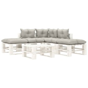 vidaXL 6-tlg. Garten-Lounge-Set Paletten mit Kissen in Taupe Holz
