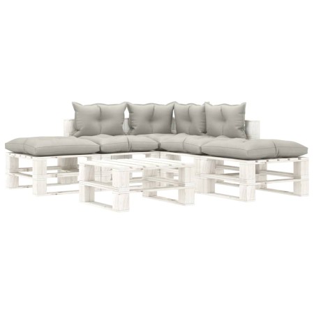 vidaXL 6-tlg. Garten-Lounge-Set Paletten mit Kissen in Taupe Holz