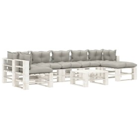 vidaXL 8-tlg. Garten-Lounge-Set Paletten mit Kissen in Taupe Holz