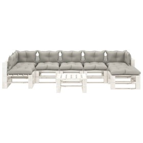 vidaXL 8-tlg. Garten-Lounge-Set Paletten mit Kissen in Taupe Holz