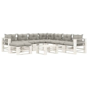 vidaXL 9-tlg. Garten-Lounge-Set Paletten mit Kissen in Taupe Holz