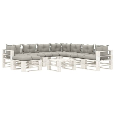 vidaXL 9-tlg. Garten-Lounge-Set Paletten mit Kissen in Taupe Holz