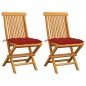 vidaXL Gartenstühle mit Roten Kissen 2 Stk. Massivholz Teak vidaXL Gartenstühle mit Roten Kissen 2 Stk. Massivholz Teak