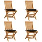 vidaXL Gartenstühle mit Schwarzen Kissen 4 Stk. Massivholz Teak vidaXL Gartenstühle mit Schwarzen Kissen 4 Stk. Massivholz Teak