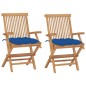 vidaXL Gartenstühle mit Blauen Kissen 2 Stk. Massivholz Teak vidaXL Gartenstühle mit Blauen Kissen 2 Stk. Massivholz Teak