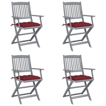 vidaXL Klappbare Gartenstühle 4 Stk. mit Kissen Massivholz Akazie