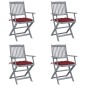 vidaXL Klappbare Gartenstühle 4 Stk. mit Kissen Massivholz Akazie vidaXL Klappbare Gartenstühle 4 Stk. mit Kissen Massivholz Akazie