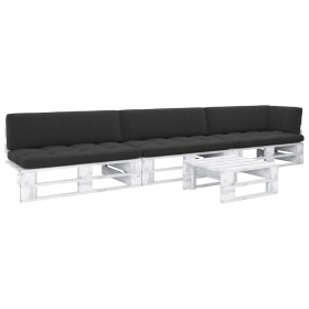 vidaXL 4-tlg. Paletten-Lounge-Set Weiß Imprägniertes Kiefernholz