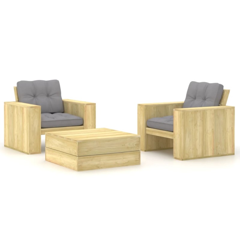 vidaXL 3-tlg. Garten-Lounge-Set mit Kissen Kiefernholz Imprägniert vidaXL 3-tlg. Garten-Lounge-Set mit Kissen Kiefernholz Imprägniert