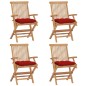 vidaXL Gartenstühle mit Roten Kissen 4 Stk. Massivholz Teak vidaXL Gartenstühle mit Roten Kissen 4 Stk. Massivholz Teak