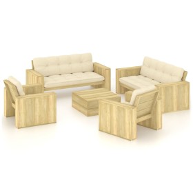 vidaXL 5-tlg. Garten-Lounge-Set mit Kissen Kiefernholz Imprägniert