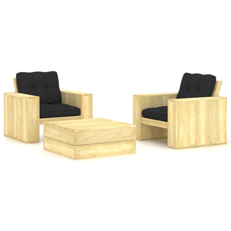 vidaXL 3-tlg. Garten-Lounge-Set mit Kissen Kiefernholz Imprägniert vidaXL 3-tlg. Garten-Lounge-Set mit Kissen Kiefernholz Imprägniert