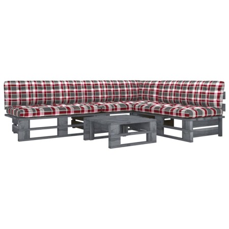 vidaXL 4-tlg. Paletten-Lounge-Set Grau Imprägniertes Kiefernholz