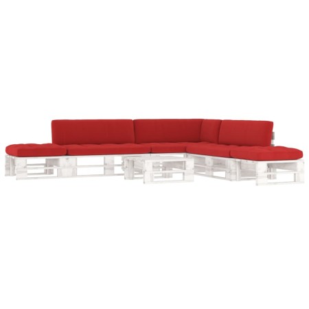 vidaXL 6-tlg. Paletten-Lounge-Set Weiß Imprägniertes Kiefernholz