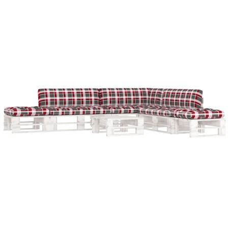 vidaXL 6-tlg. Paletten-Lounge-Set Weiß Imprägniertes Kiefernholz