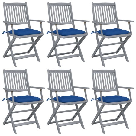 vidaXL Klappbare Gartenstühle 6 Stk. mit Kissen Massivholz Akazie