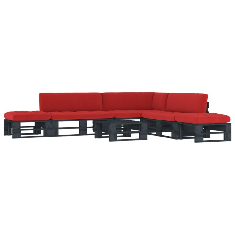 vidaXL 6-tlg. Paletten-Lounge-Set Schwarz Imprägniertes Kiefernholz vidaXL 6-tlg. Paletten-Lounge-Set Schwarz Imprägniertes Kiefernholz