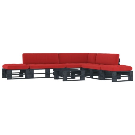 vidaXL 6-tlg. Paletten-Lounge-Set Schwarz Imprägniertes Kiefernholz