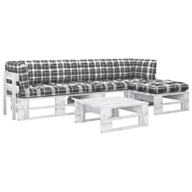 vidaXL 4-tlg. Paletten-Lounge-Set Weiß Imprägniertes Kiefernholz