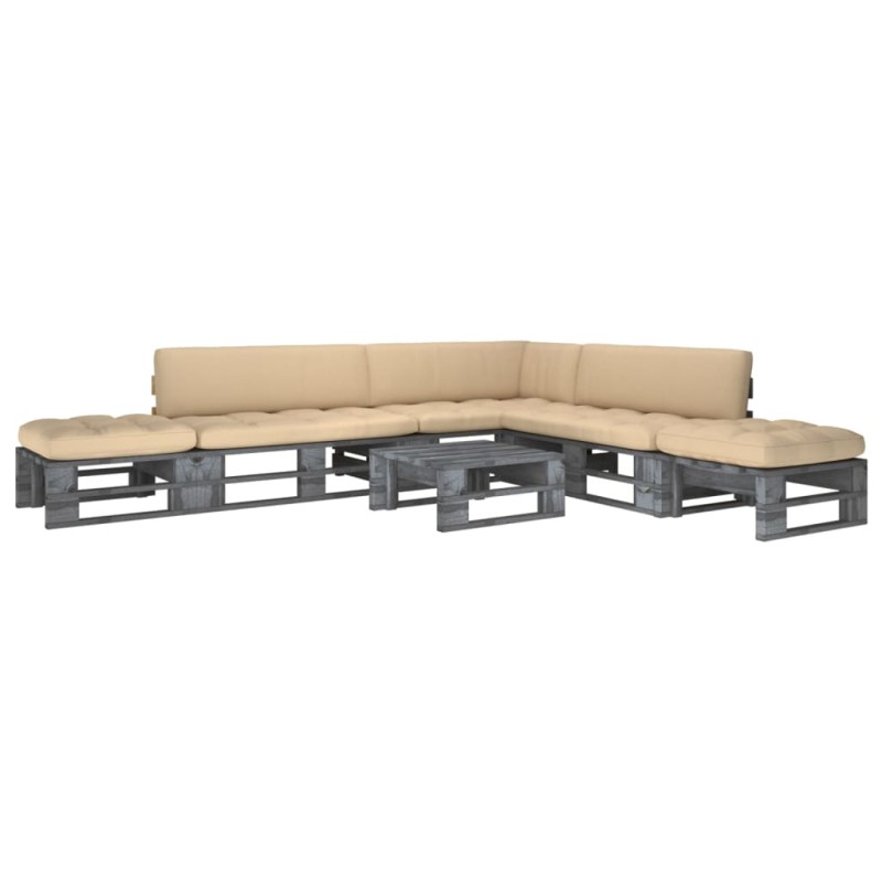 vidaXL 6-tlg. Paletten-Lounge-Set Grau Imprägniertes Kiefernholz vidaXL 6-tlg. Paletten-Lounge-Set Grau Imprägniertes Kiefernholz