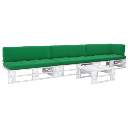vidaXL 4-tlg. Paletten-Lounge-Set Weiß Imprägniertes Kiefernholz