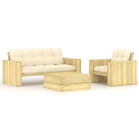vidaXL 3-tlg. Garten-Lounge-Set mit Kissen Kiefernholz Imprägniert