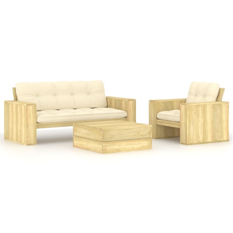 vidaXL 3-tlg. Garten-Lounge-Set mit Kissen Kiefernholz Imprägniert vidaXL 3-tlg. Garten-Lounge-Set mit Kissen Kiefernholz Imprägniert