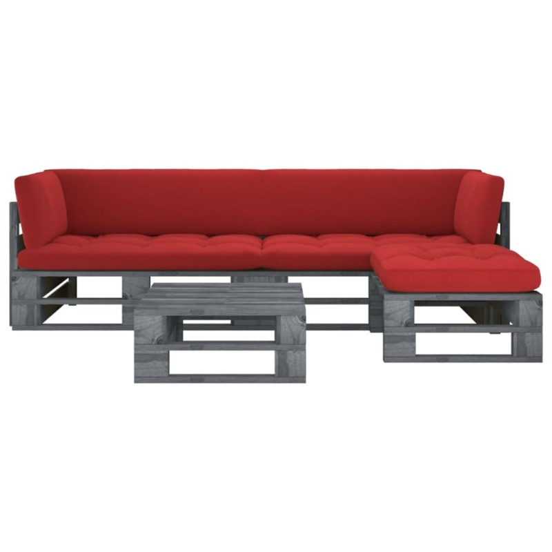 vidaXL 4-tlg. Paletten-Lounge-Set Grau Imprägniertes Kiefernholz vidaXL 4-tlg. Paletten-Lounge-Set Grau Imprägniertes Kiefernholz