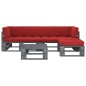 vidaXL 4-tlg. Paletten-Lounge-Set Grau Imprägniertes Kiefernholz vidaXL 4-tlg. Paletten-Lounge-Set Grau Imprägniertes Kiefernholz
