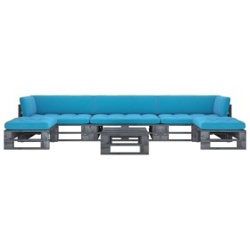vidaXL 6-tlg. Paletten-Lounge-Set Grau Imprägniertes Kiefernholz