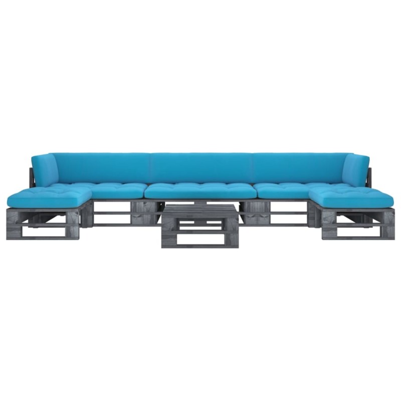 vidaXL 6-tlg. Paletten-Lounge-Set Grau Imprägniertes Kiefernholz vidaXL 6-tlg. Paletten-Lounge-Set Grau Imprägniertes Kiefernholz