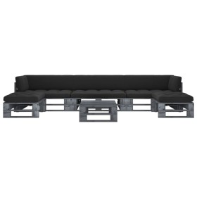 vidaXL 6-tlg. Paletten-Lounge-Set Grau Imprägniertes Kiefernholz