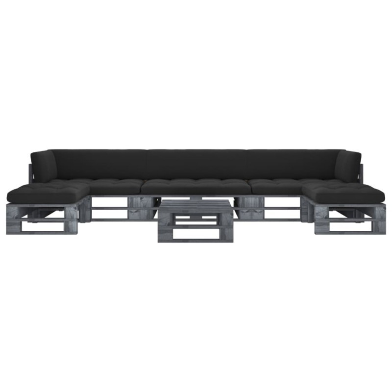 vidaXL 6-tlg. Paletten-Lounge-Set Grau Imprägniertes Kiefernholz vidaXL 6-tlg. Paletten-Lounge-Set Grau Imprägniertes Kiefernholz
