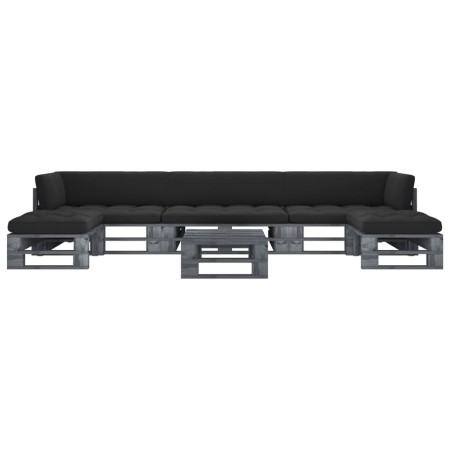 vidaXL 6-tlg. Paletten-Lounge-Set Grau Imprägniertes Kiefernholz