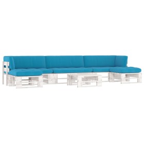 vidaXL 6-tlg. Paletten-Lounge-Set Weiß Imprägniertes Kiefernholz